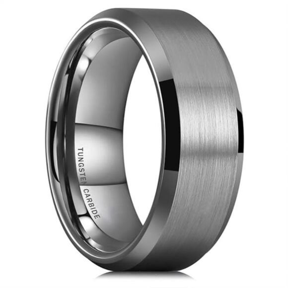Men's Wedding Band Rings | Brushed Silver Wedding Rings for Men and Women - Picture 1 of 6